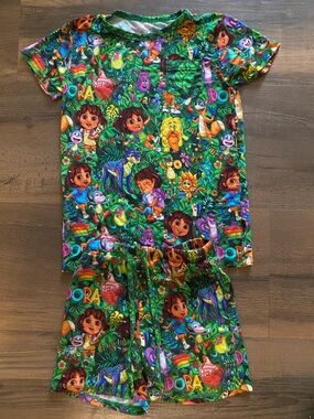 Sugar Swan 5/6 Dora the explorer bamboo daywear short set EUC